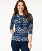 American Living Cowl-neck Southwestern-print Pullover, Only At Macy's