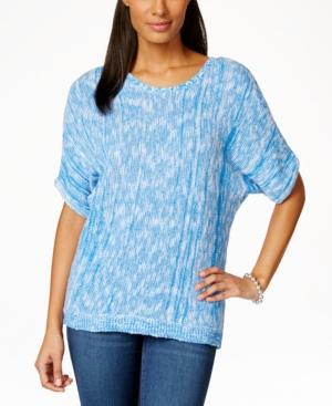 Ny Collection Petite Marled Dolman-sleeve Sweater