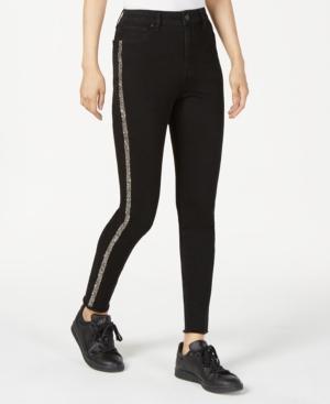 Tinseltown Juniors' Glitter-striped Skinny Jeans