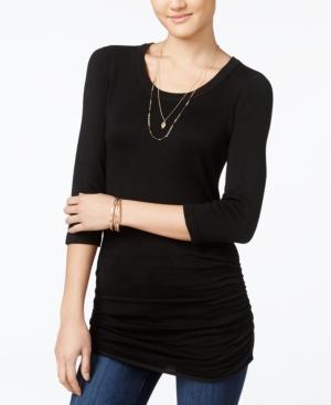 Pink Rose Juniors' Ruched Fine Gauge Sweater