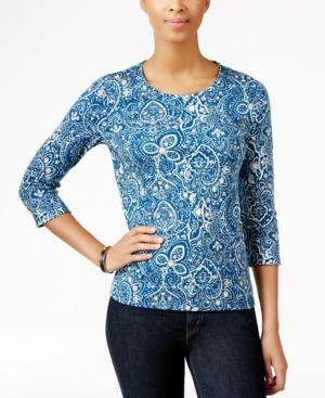 Charter Club Petite Paisley-print Top, Only At Macy's