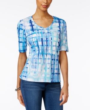 Karen Scott Printed Elbow-sleeve T-shirt, Only At Macy's