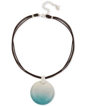 Robert Lee Morris Soho Silver-tone Ombre Disc Leather Pendant Necklace, 16 + 3 Extender