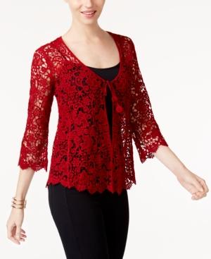 Alfani Petite Cotton Crochet-lace Cardigan, Only At Macy's