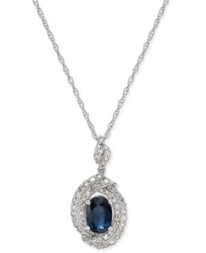 Sapphire (1 Ct. T.w.) And Diamond (3/8 Ct. T.w.) Oval Pendant Necklace In 14k White Gold