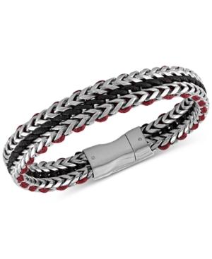 Esquire Men's Jewelry Interwoven Cord Link Bracelet In Stainless Steel, Created For Macy's