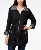Jm Collection Animal-print-trim Anorak Jacket, Only At Macy's