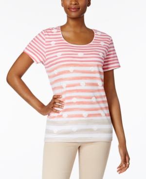 Karen Scott Striped Seashell-print Top, Only At Macy's