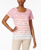 Karen Scott Striped Seashell-print Top, Only At Macy's