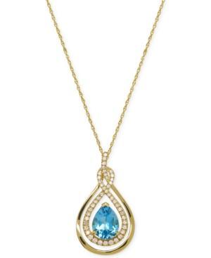 Blue Topaz (2-1/4 Ct. T.w.) And Diamond (1/5 Ct. T.w.) Pendant Necklace In 14k Gold
