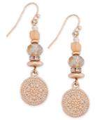 Inc International Concepts Rose Gold-tone Multi-bead Disc Drop Earrings, Only At Macy's