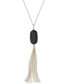 Inc International Concepts Gold-tone Black Stone Fringe Necklace, Only At Macy's