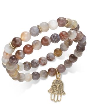 Inc International Concepts Gold-tone 2-pc. Semi-precious Beaded Stretch Bracelet