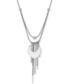 Lucky Brand Silver-tone Fringe And Disc Layer Pendant Necklace