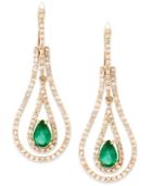 Emerald (3/4 Ct. T.w.) And Diamond (3/4 Ct. T.w.) Teardrop Earrings In 14k Gold
