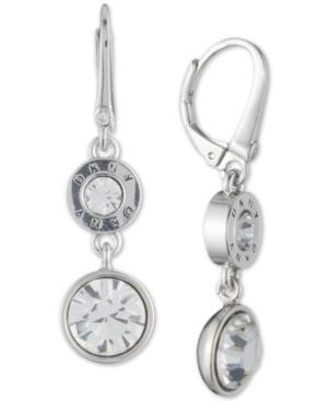 Dkny Crystal & Logo Double Drop Earrings, Created For Macy's