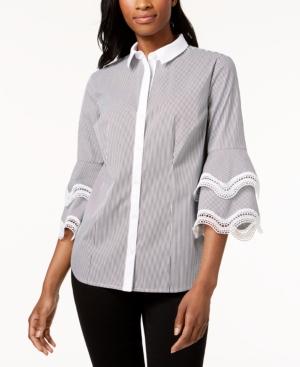Charter Club Tiered-sleeve Lace-trim Shirt, Created For Macy's