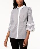 Charter Club Tiered-sleeve Lace-trim Shirt, Created For Macy's