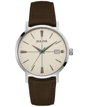 Bulova Men's Brown Leather Strap Watch 39mm 96b242