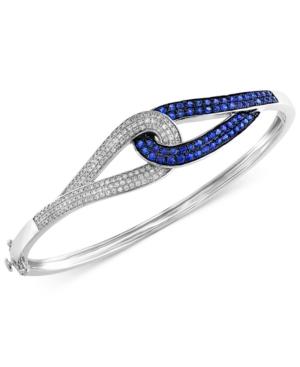 Effy Sapphire (2-1/3 Ct. T.w.) And Diamond (1/4 Ct. T.w.) Bangle Bracelet In 14k White Gold