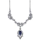 2028 Silver-tone Blue Color And Crystal Belle Epoch Drop Necklace 16 Adjustable