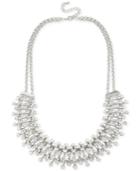 Silver-tone Crystal And Bead Frontal Necklace