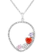 Sis By Simone I Smith Platinum Over Sterling Silver Necklace, Multi Color Crystal Teardrop Pendant