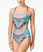 Bar Iii Flocked Together Cutout Monokini Swimsuit, Only At Macy's Women's Swimsuit