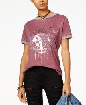 Rebellious One Juniors' Celestial Graphic Ringer T-shirt