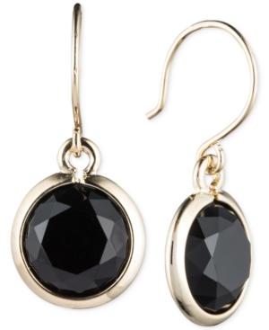 Anne Klein Gold-tone Jet Stone Drop Earrings