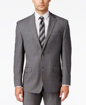 Sean John Men's Classic-fit Gray Glen Plaid Jacket