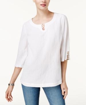 Jm Collection Keyhole Crinkle Tunic, Created For Macy's