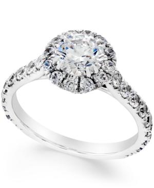 Certified Diamond Halo Engagement Ring (2-1/3 Ct. T.w.) In 18k White Gold