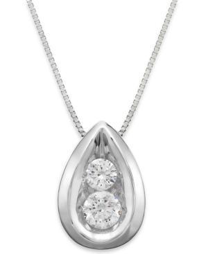 Diamond Teardrop Pendant Necklace In 14k White Gold (3/8 Ct. T.w.)