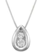 Diamond Teardrop Pendant Necklace In 14k White Gold (3/8 Ct. T.w.)