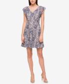 Jessica Simpson Ruffle-sleeve Denim Lace Fit & Flare Dress