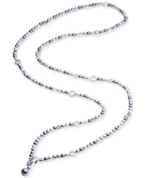 Carolee Silver-tone Pave Ring & Gray Imitation Pearl Convertible Strand Necklace