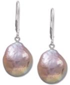 Grey Cultured Baroque Freshwater Ming Pearl Drop Earrings (12-14mm) In Sterling Silver