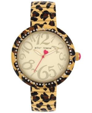 Betsey Johnson Women's Brown Leopard Printed Stainless Steel Bracelet Watch 43mm Bj00626-02