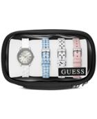 Guess Women's White Silicone Strap Watch And Interchangeable Leather Straps Set 27mm U0784l1