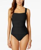 Swim Solutions Tummy-control Ruched One-piece Swimsuit Women's Swimsuit