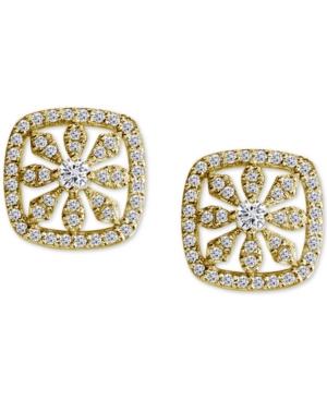 Giani Bernini Cubic Zirconia Pave Square Stud Earrings In 18k Gold-plated Sterling Silver, Created For Macy's