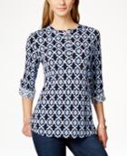 Charter Club Printed Henley Top, Only At Macy's