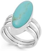 Manufactured Turquoise Oval Wire Ring In Sterling Silver (2 Ct. T.w.)