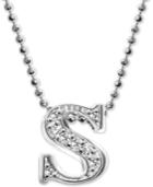 Alex Woo Diamond Accent S Initial 16 Pendant Necklace In 14k White Gold
