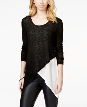 Bar Iii Colorblocked Asymmetrical Snit Top, Only At Macy's