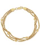 Multi-strand Bead Bracelet In 10k Gold
