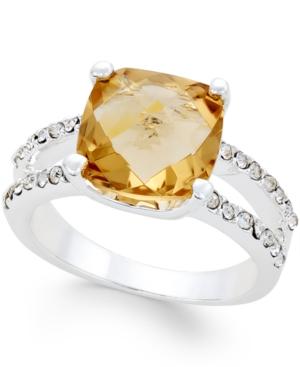 Charter Club Silver-tone Champagne Crystal Split Shank Ring, Only At Macy's