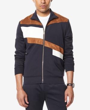 Sean John Men's Faux Suede Pieced Track Jacket