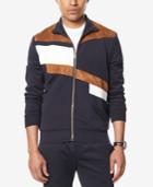 Sean John Men's Faux Suede Pieced Track Jacket
